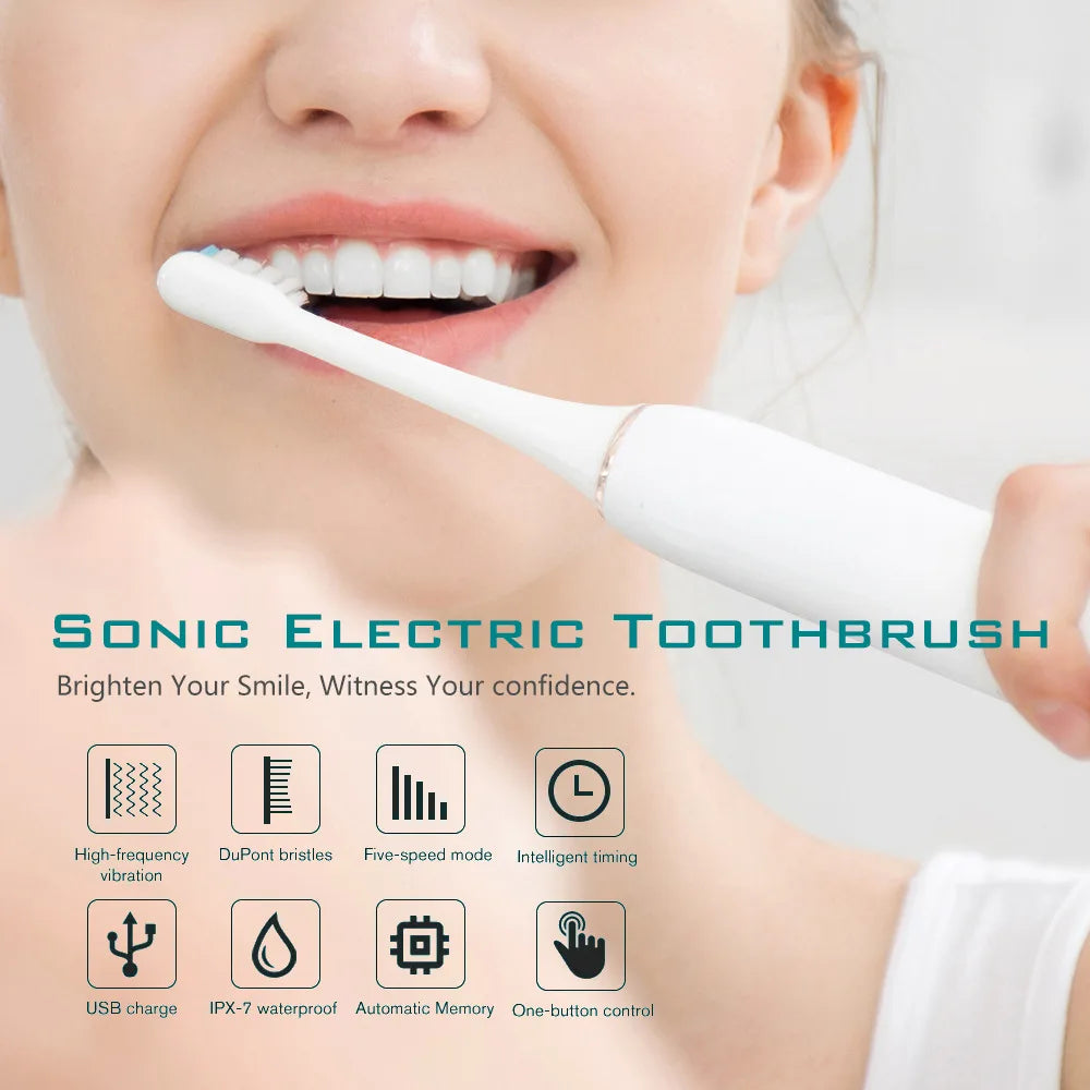 Rechargeable Electric Toothbrush With 8 Brush Heads - Daily Casa Zen