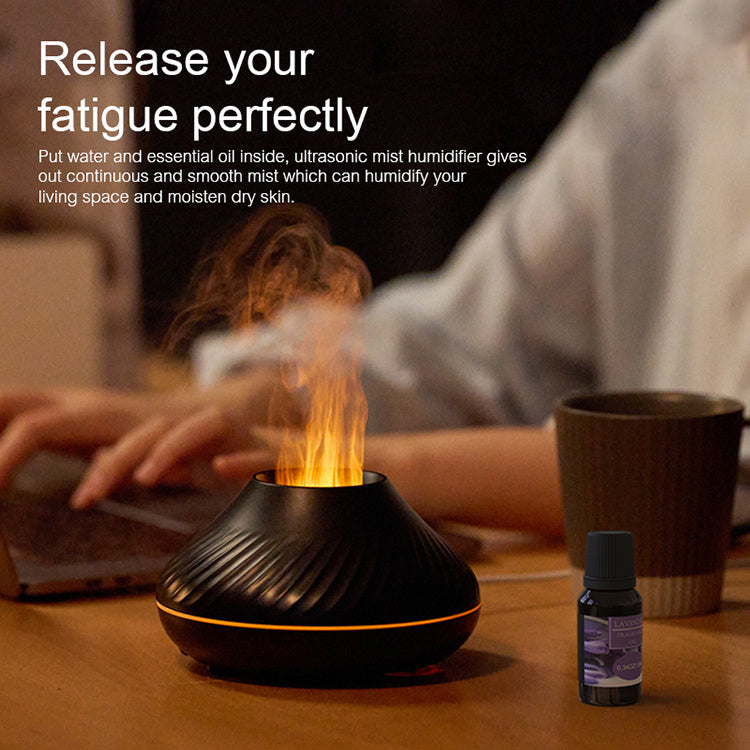 Beautiful Aroma Diffuser And Humidifier With Colorful Flame-Like Display - Daily Casa Zen